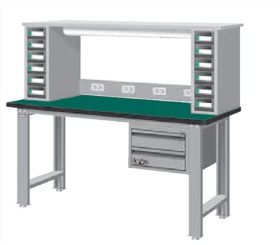 上架型(WQ-67)重型工作桌(吊櫃，抽屜可選)